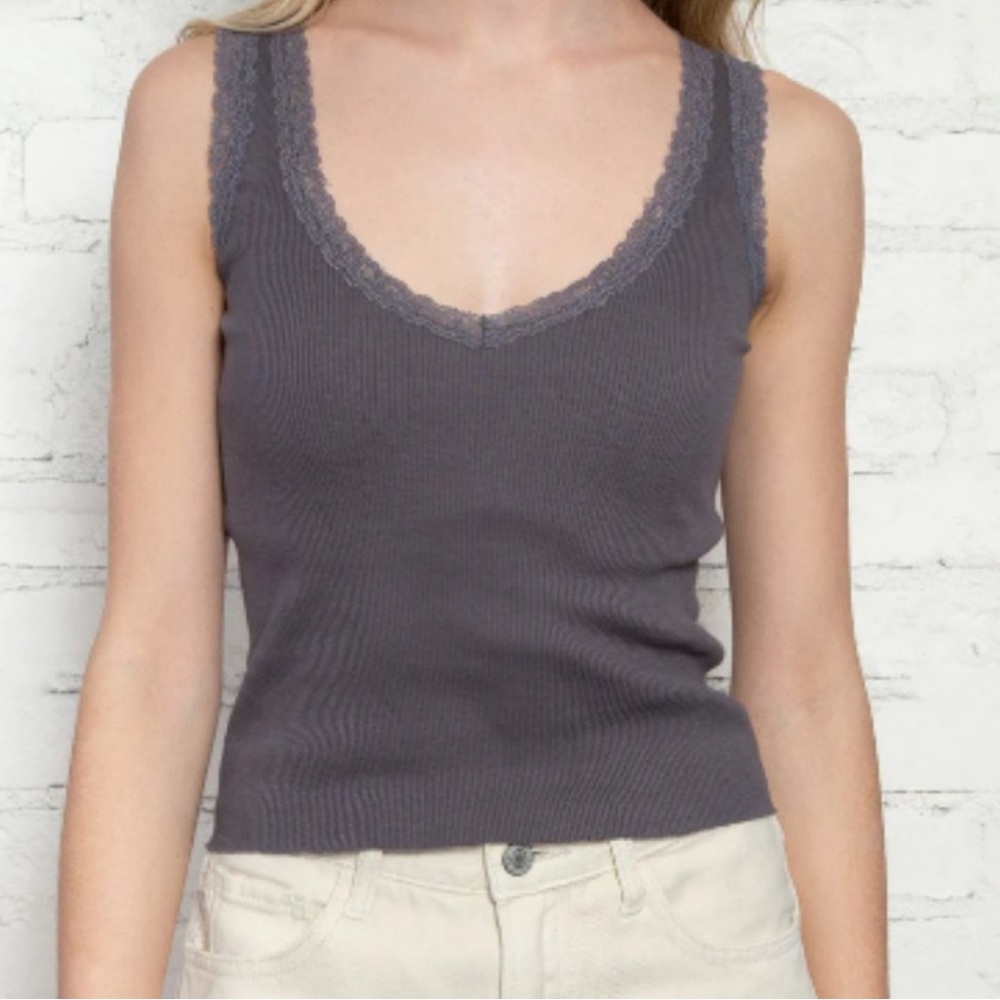 Free People Gray Lace Crop Top